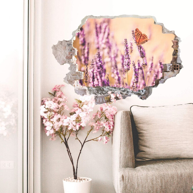 3D Wandtattoo Colombo - Der Schmetterling im Lavendel