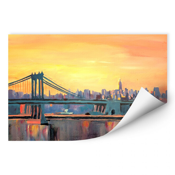 Wallprint Bleichner - Blue Manhattan Skyline with Bridge and Vanilla Sky