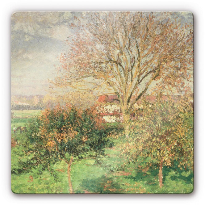 Glasbild Pissarro - Herbstmorgen in Eragny