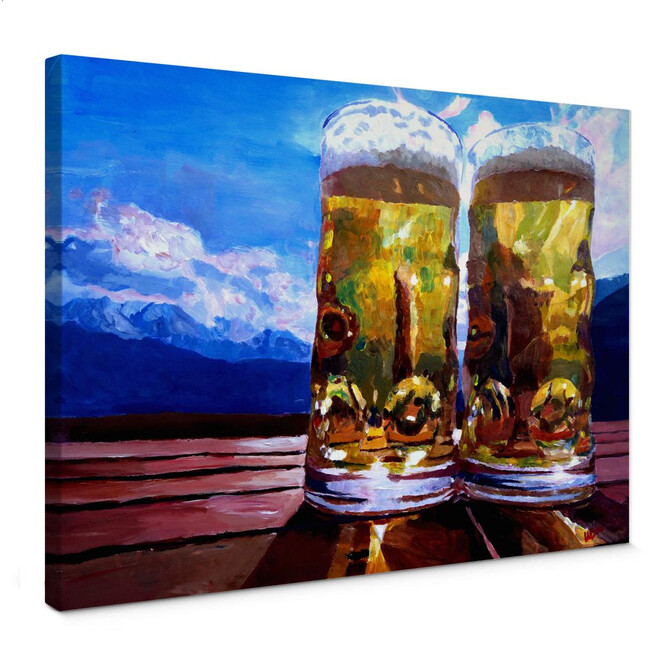 Leinwandbild Bleichner - Zwei Bier in den Bergen
