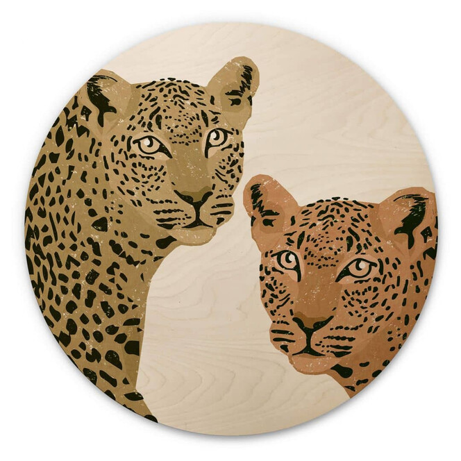 Holzbild Goed Blauw - Die Leoparden - Rund