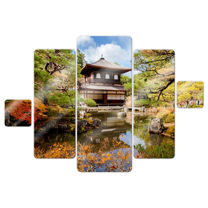 Glasbild Japanischer Tempel 2 (5-teilig)