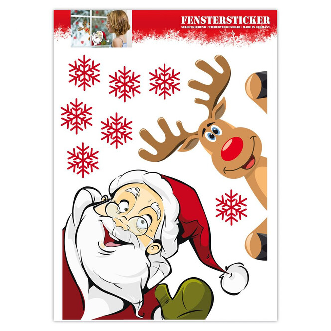 Fenstersticker Weihnachtsmann / Rentier - Bild 1