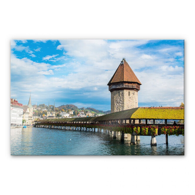 Acrylglasbild Holzbrücke in Luzern