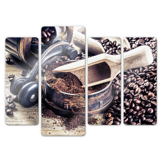 Glasbild Kaffeeduft (4-teilig)