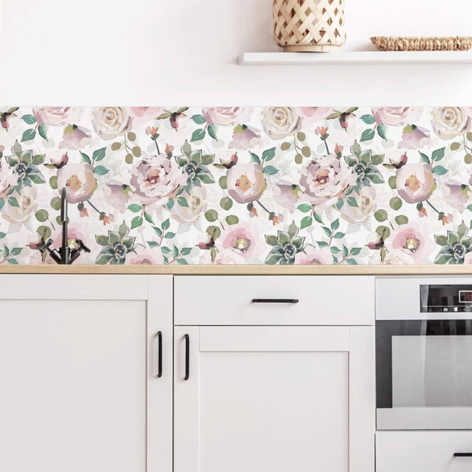 Küchenrückwand UN Designs - Blumen im Gemälde Stil