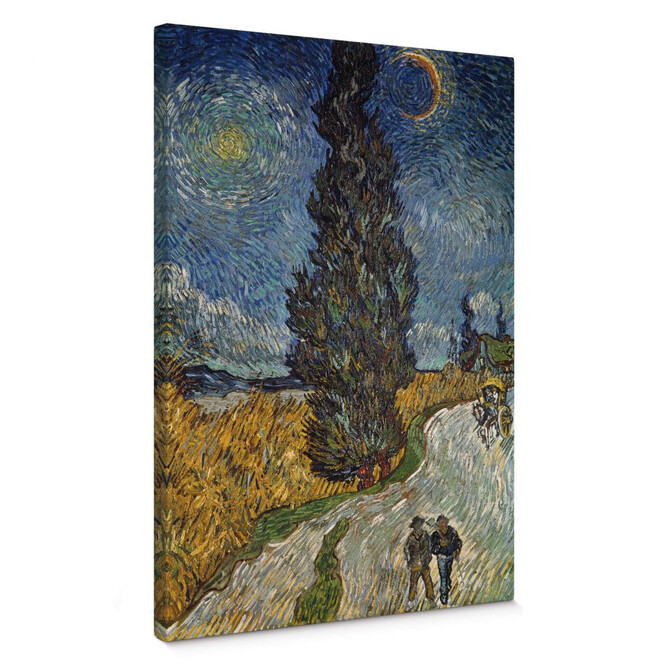 Leinwandbild van Gogh - Landstrasse mit Zypresse und Stern