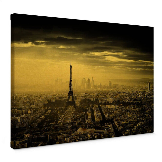Leinwandbild mit Goldeffekt Marx - Paris im Nebel