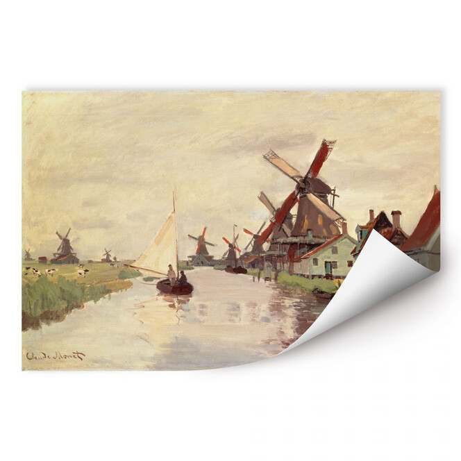 Wallprint Monet - Holländische Landschaft mit Windmühlen