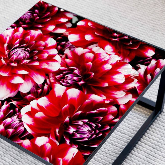 Tischplatte aus Glas - Rote Blütenpracht - Quadratisch - Bild 1