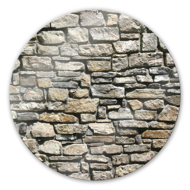 Glasbild Natursteinmauer - rund