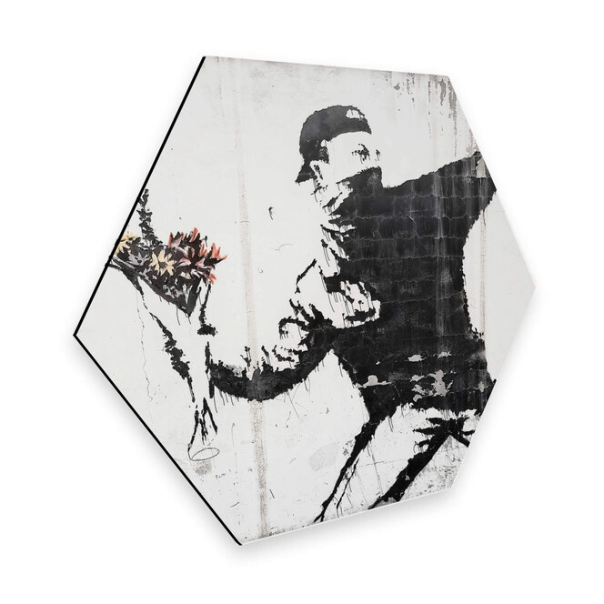 Hexagon - Alu-Dibond Banksy - Der Blumenwerfer