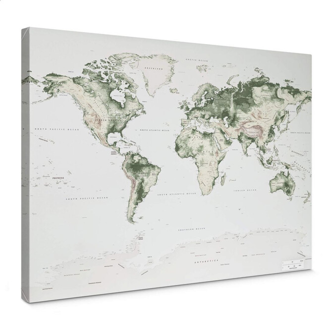 Leinwandbild Topografische Weltkarte - Vintage
