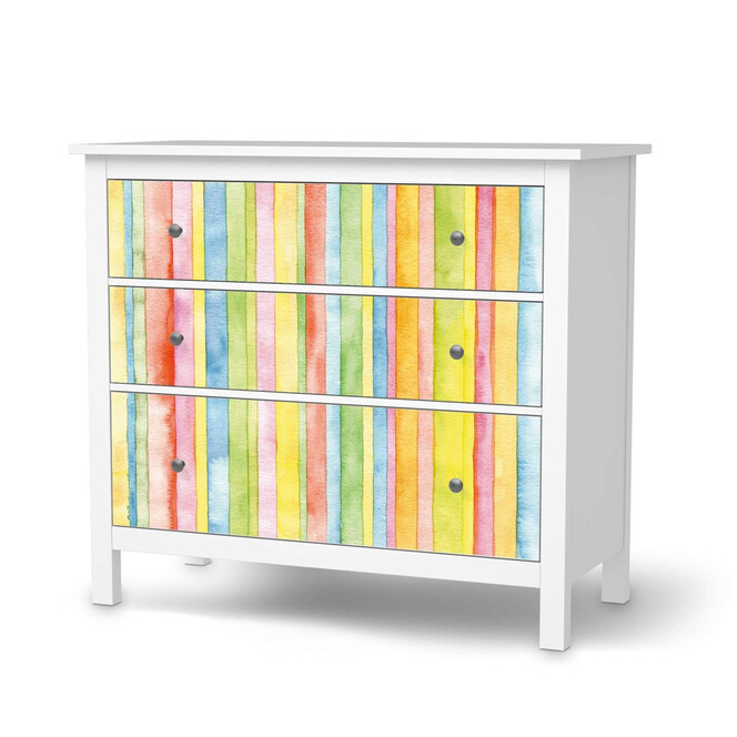Möbelfolie IKEA Hemnes Kommode 3 Schubladen - Watercolor Stripes- Bild 1