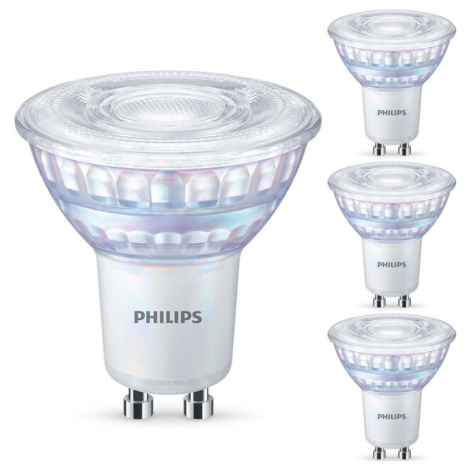 Philips LED WarmGlow Lampe ersetzt 80W, GU10 Reflektor PAR16. warmweiss, 575 Lumen, dimmbar, 4er Pack Energieklasse A&&