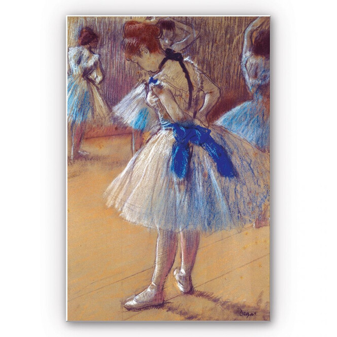 Wandbild Degas - Tänzerin beim Binden der Schleife