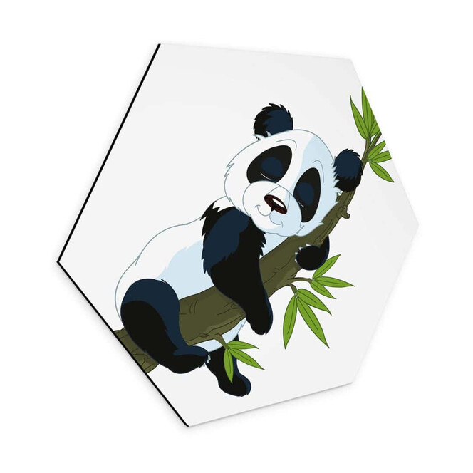 Alu-Dibond Wandbild Schlafender Panda - Hexagon