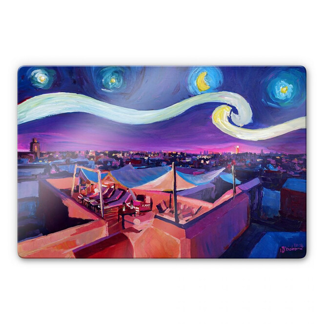 Glasbild Bleichner - Marrakesch bei Nacht