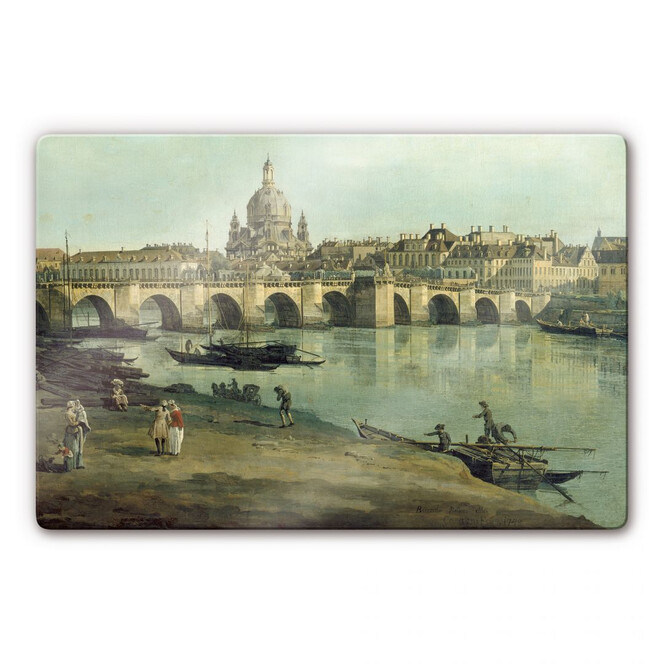 Glasbild Canaletto - Dresden vom rechten Elbufer