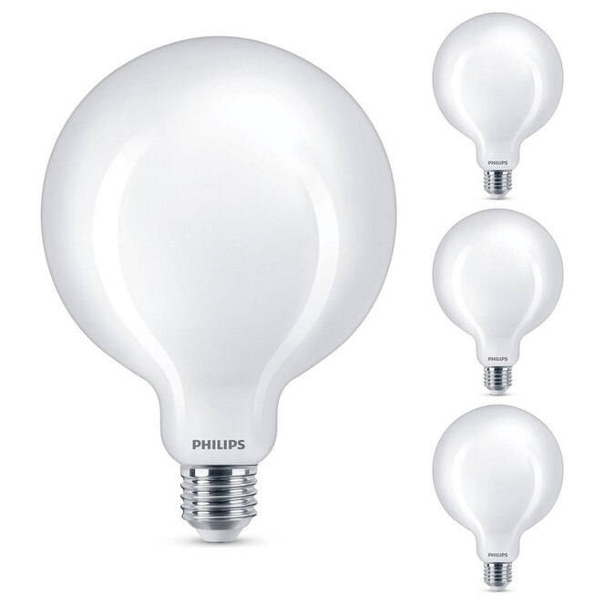 Philips LED Lampe ersetzt 120W, E27 Globe G120. weiss, warmweiss, 2000 Lumen, nicht dimmbar, 4er Pack Energieklasse A&&