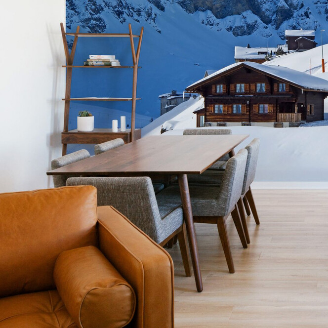 Fototapete Ferienhütte in den Schweizer Alpen