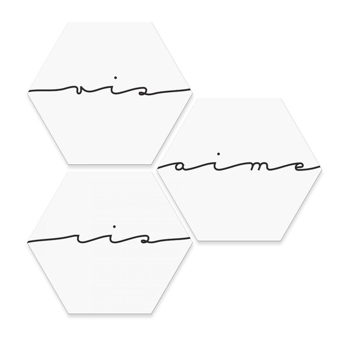 Hexagon - Alu-Dibond Vis ris aime (3er Set)