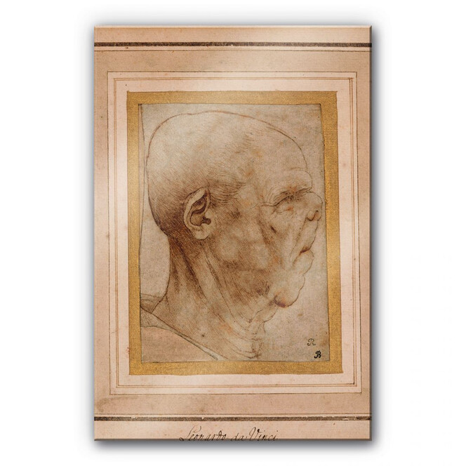 Acrylglasbild Da Vinci - Karrikatur eines Männerkopfes