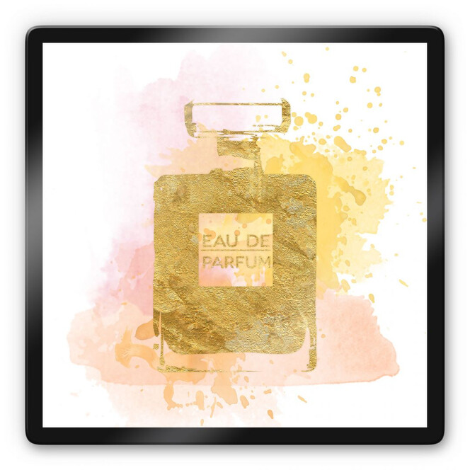 Glasbild Eau de Parfum Aquarell - Gold