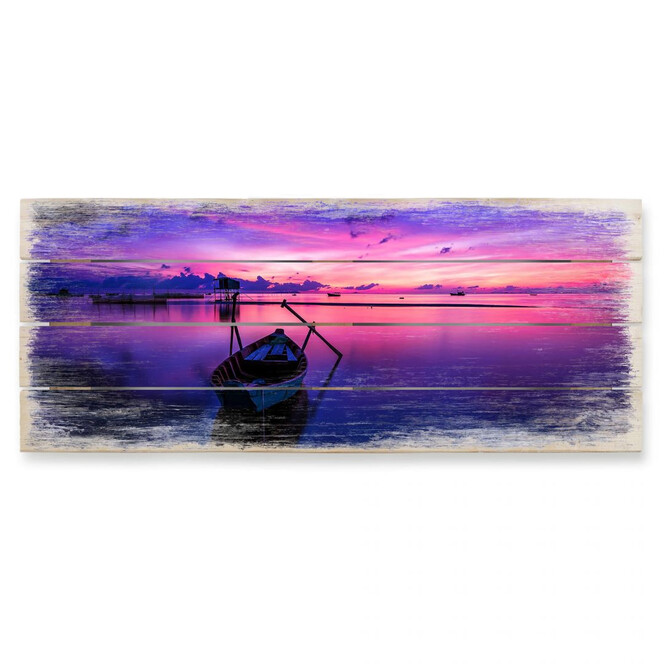 Holzbild Pink Sunrise - Panorama