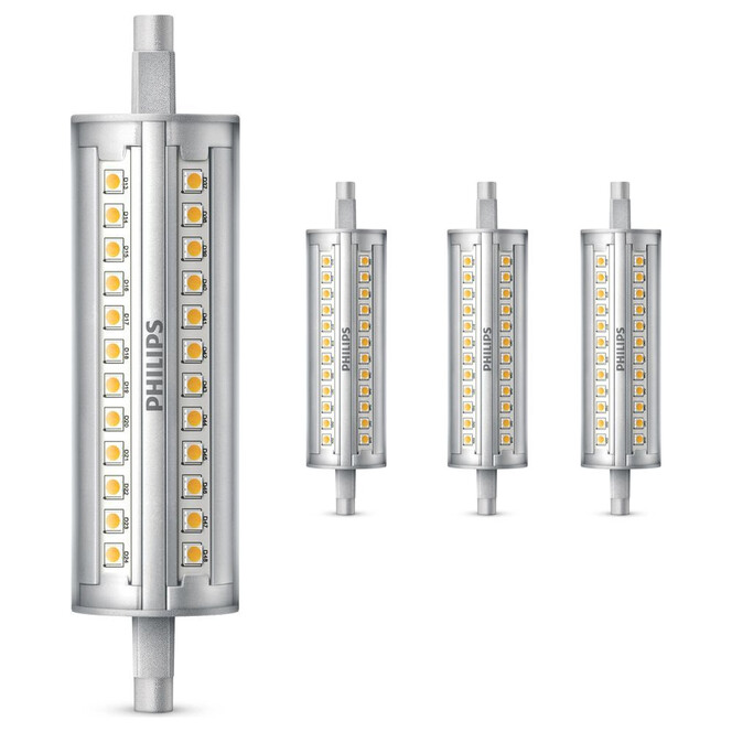 Philips LED Lampe ersetzt120W, R7s Röhre R7s-118 mm, warmweiss, 2000 Lumen, dimmbar, 4er Pack Energieklasse A&&