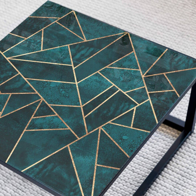Tischplatte aus Glas - Fredriksson - Blau-grüner Edelstein - Quadratisch - 60x60cm - Bild 1