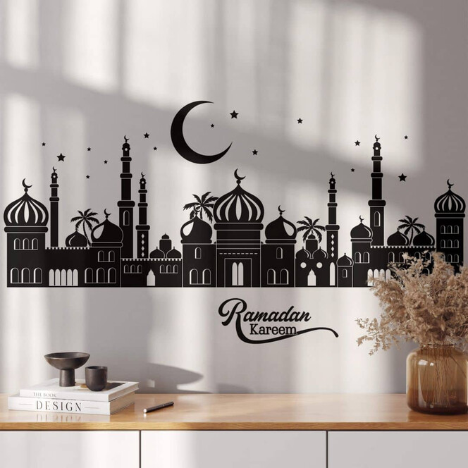 Wandtattoo Arabische Nacht Skyline mit Ramadan Schriftzug