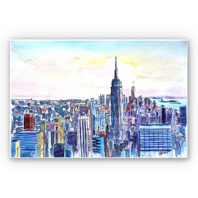 Wandbild Bleichner - Manhattan Skyline - Aquarell