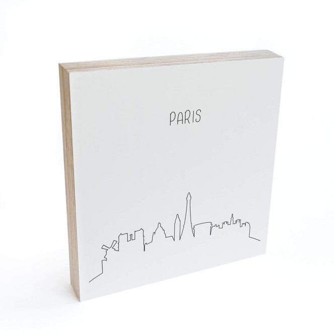Holzbild zum Hinstellen - Skyline Paris Outline - 15x15cm - Bild 1