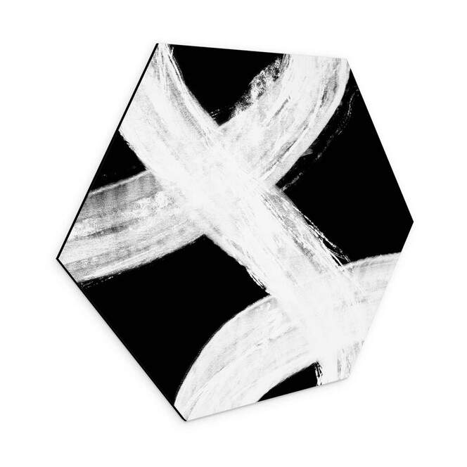Hexagon Wandbild 1X Studio - Lichtspiel in Schwarz-Weiss - Alu-Dibond