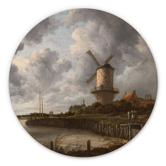 Holzbild Van Ruisdael - Die Windmühle von Wijk - Rund