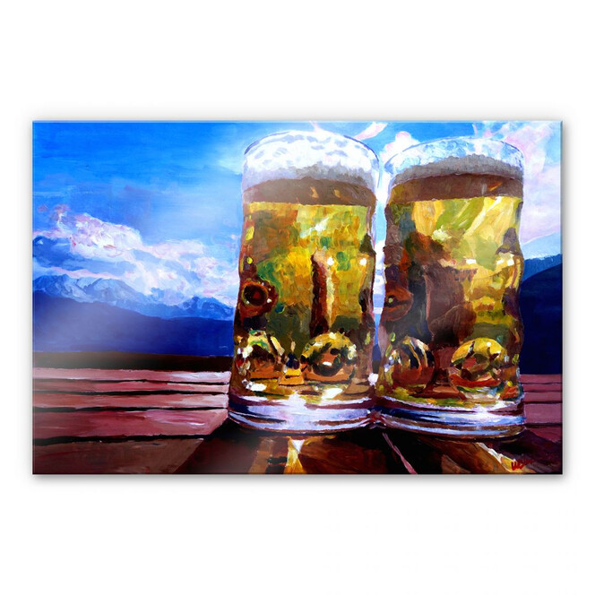 Acrylglasbild Bleichner - Zwei Bier in den Bergen