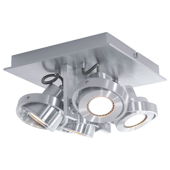 LED Deckenleuchte Quatro in Silber 4x 4.6W 1380lm GU10 4-flammig