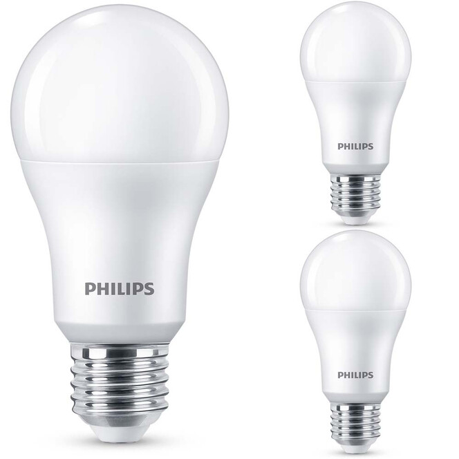Philips LED Lampe ersetzt 100W, E27 Standardform A67. weiss, warmweiss, 1521 Lumen, nicht dimmbar, 3er Pack Energieklasse A&