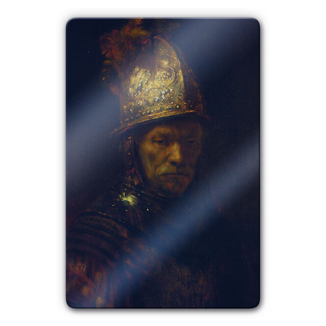 Glasbild Rembrandt - Der Mann mit dem Goldhelm