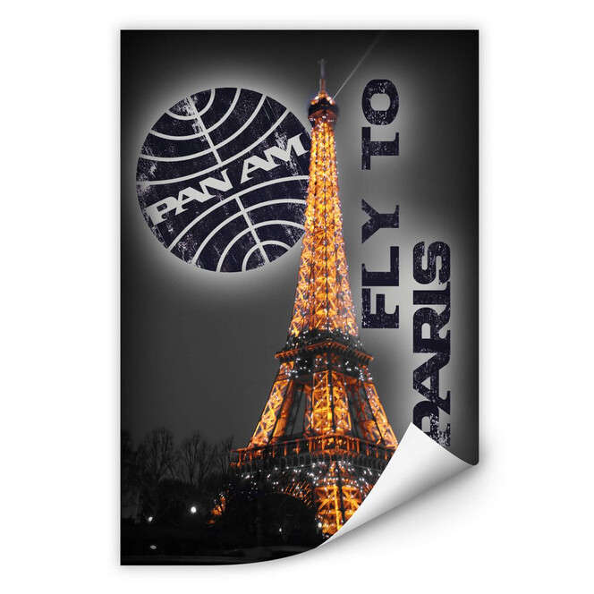 Wallprint PAN AM - Paris Eiffelturm beleuchtet