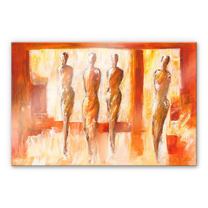 Acrylglasbild Schüssler - Vier Figuren in Orange