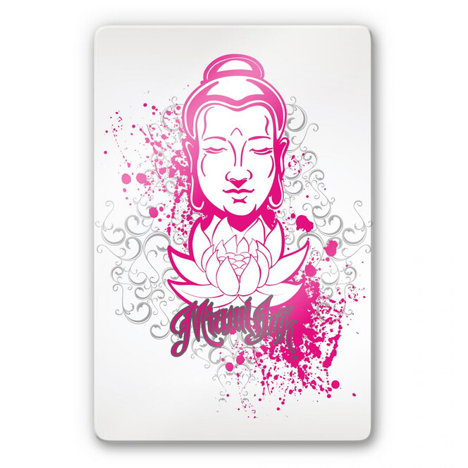 Glasbild Miami Ink Buddha mit Lotus