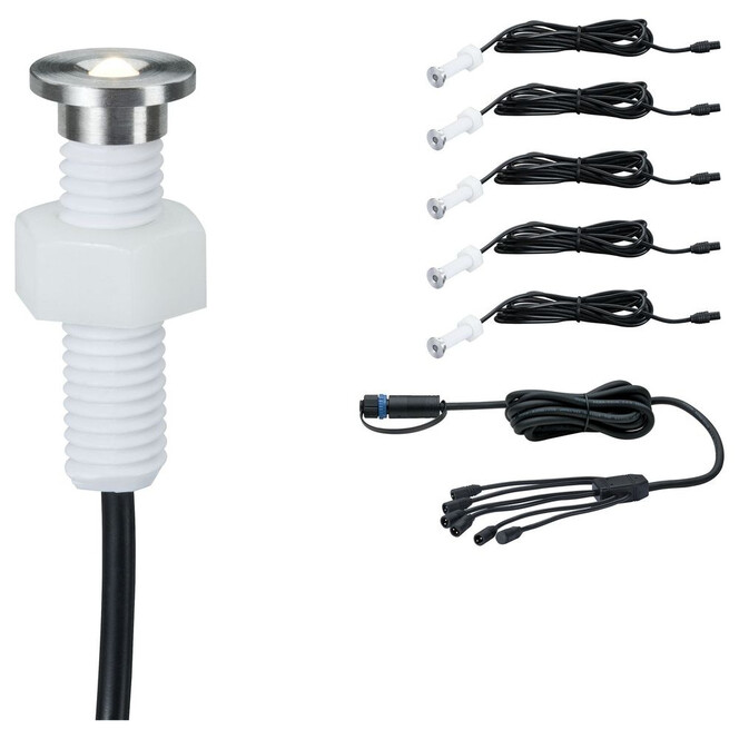 LED Plug & Shine Erweiterungsset Mini Bodeneinbaustrahler in silber 5x 0.22W 15mm - Bild 1