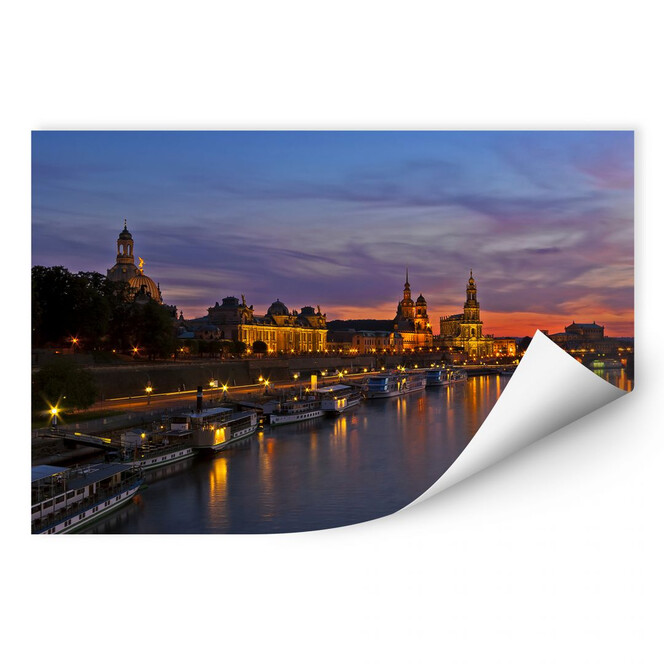 Wallprint Dresden im Nachtlicht