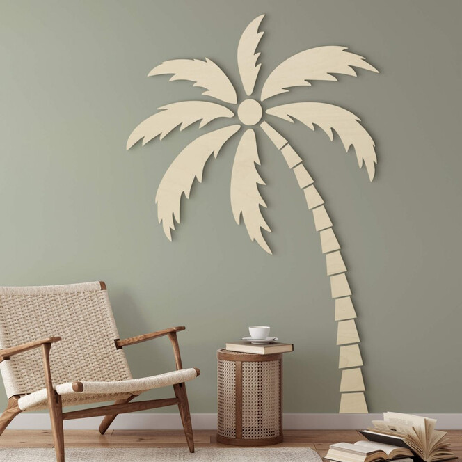 Holzdeko Tropische XXL Palme - Wanddeko aus Pappelholz