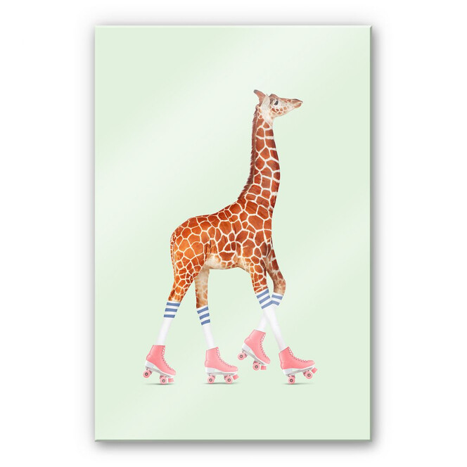 Acrylglasbild Loose – Rollerskating Giraffe