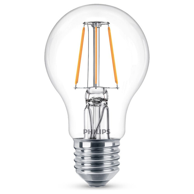 Philips LED Lampe ersetzt 40W, E27 Standardform A60. klar, warmweiss, 470 Lumen, nicht dimmbar, 1er Pack Energieklasse A&&