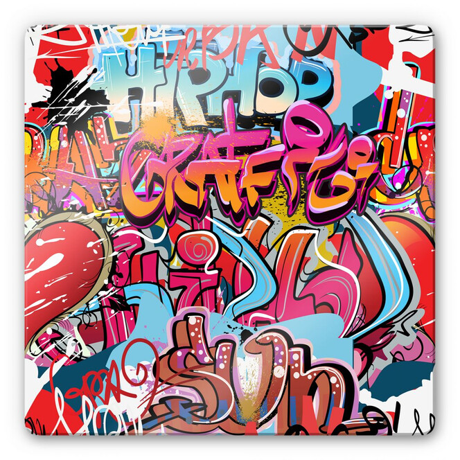 Glasbild Graffiti Hip Hop