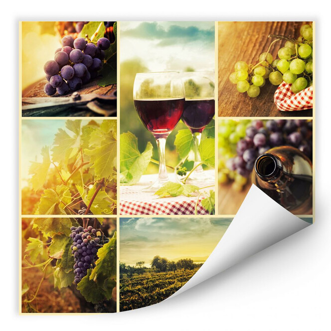 Wallprint Wein Collage- quadratisch